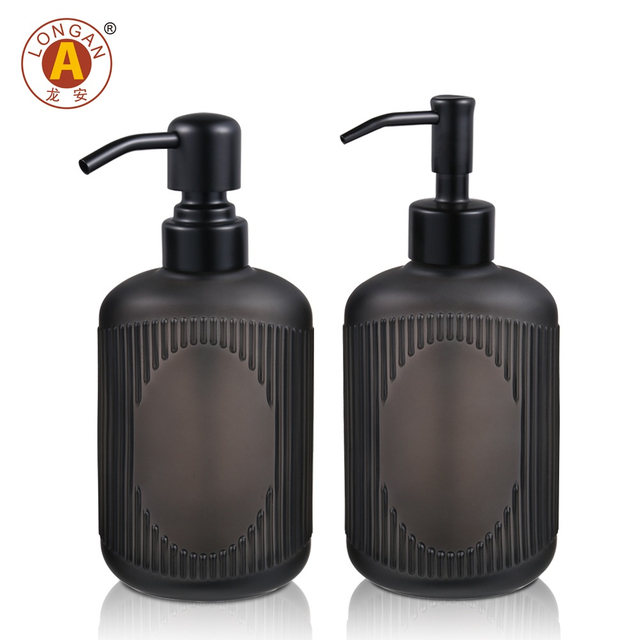 LA08 300ml Glass Soap Dispenser with Stainless Steel Pump - Elegant & Durable